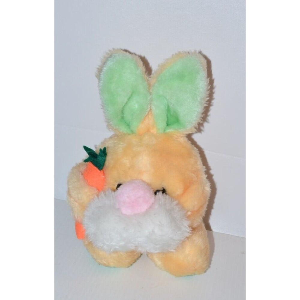 Vtg MTY Intl Round Baby Bunny rabbit‎ w/ carrot pastel yellow green
